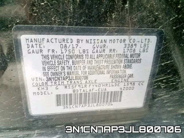 3N1CN7AP3JL800706 фото 2