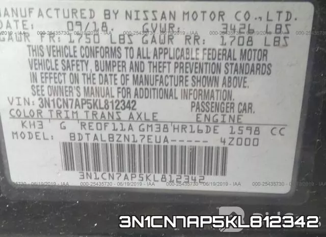 3N1CN7AP5KL812342 фото 10