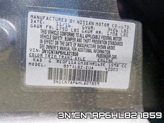3N1CN7AP6HL827859 фото 2