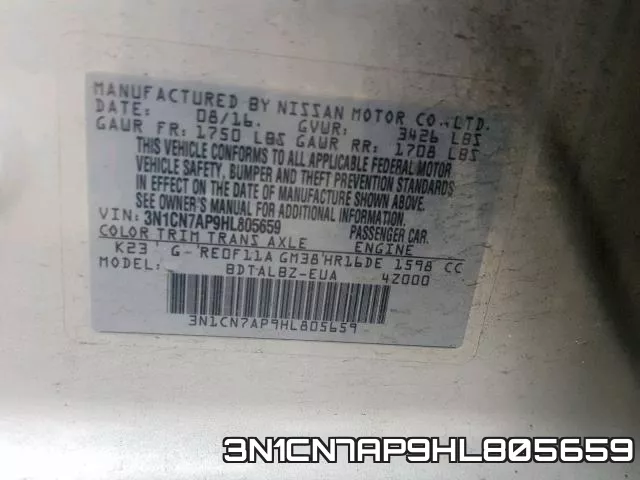 3N1CN7AP9HL805659 фото 2
