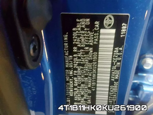 4T1B11HK0KU261900 фото 2