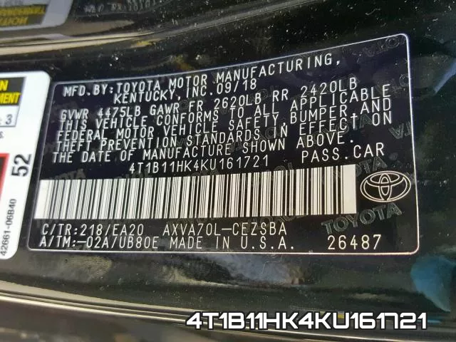 4T1B11HK4KU161721 фото 2