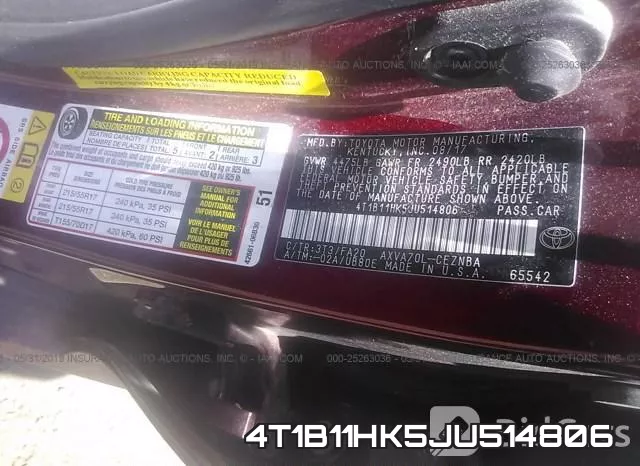 4T1B11HK5JU514806 фото 10
