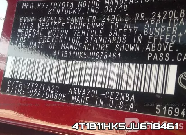 4T1B11HK5JU678461 фото 10