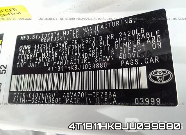 4T1B11HK8JU039880 фото 10
