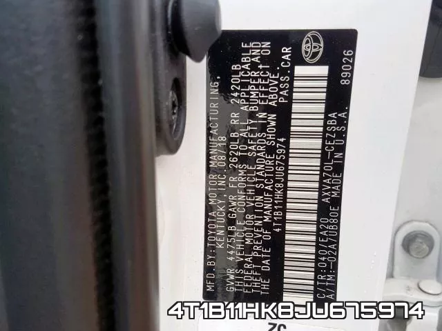 4T1B11HK8JU675974 фото 2