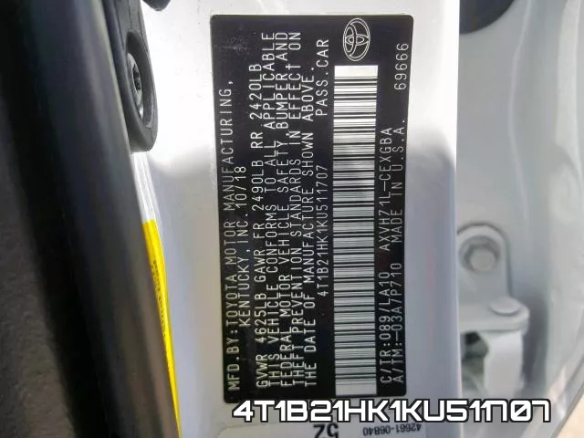 4T1B21HK1KU511707 фото 2
