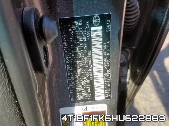4T1BF1FK6HU622883 фото 2