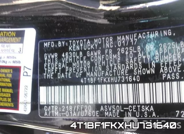4T1BF1FKXHU731640 фото 10