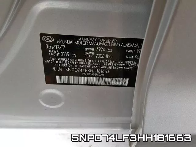 5NPD74LF3HH181663 фото 2