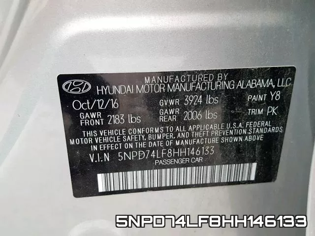 5NPD74LF8HH146133 фото 2