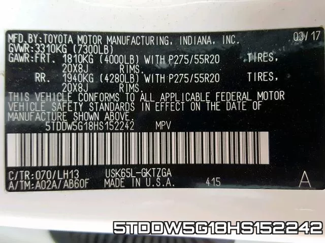 5TDDW5G18HS152242 фото 2
