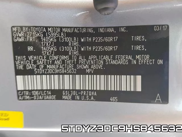 5TDYZ3DC9HS845632 фото 2