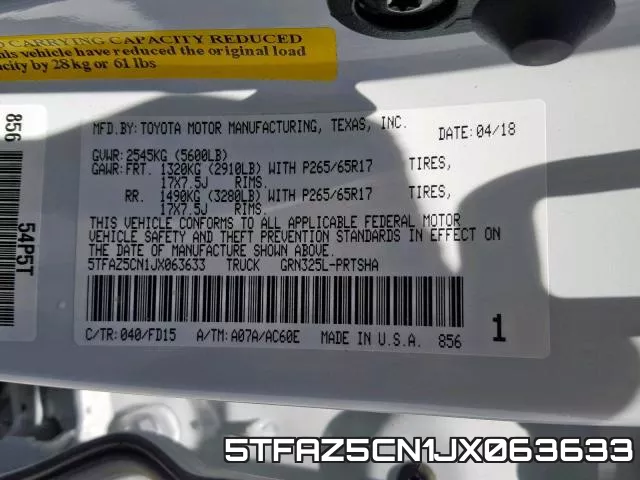 5TFAZ5CN1JX063633 фото 2