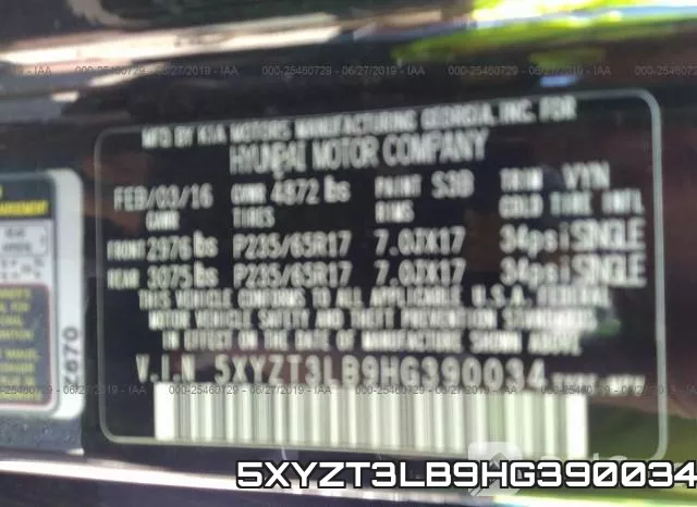 5XYZT3LB9HG390034 фото 10