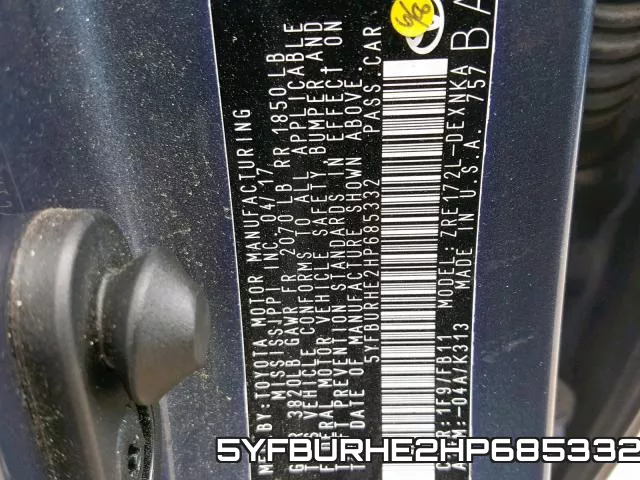 5YFBURHE2HP685332 фото 2