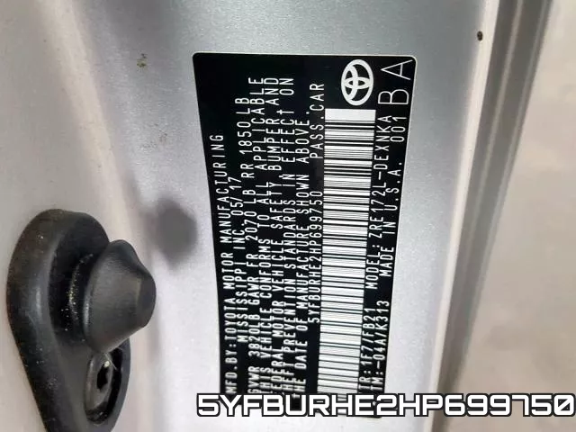 5YFBURHE2HP699750 фото 2