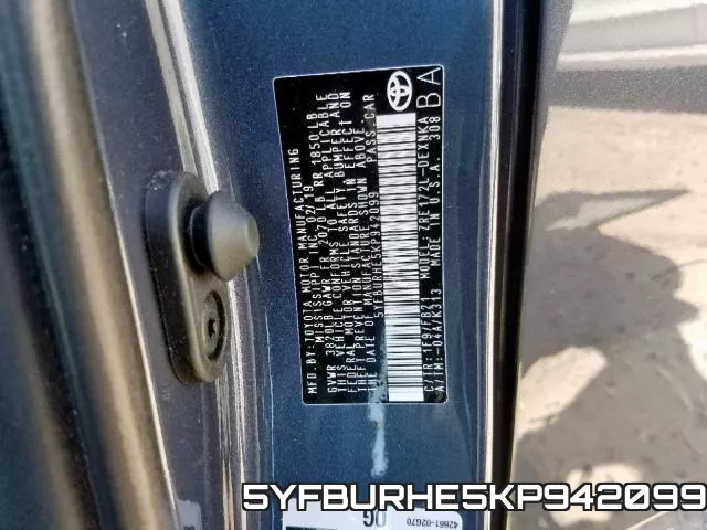 5YFBURHE5KP942099 фото 2