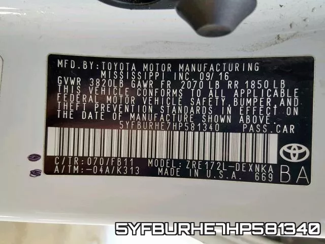 5YFBURHE7HP581340 фото 2