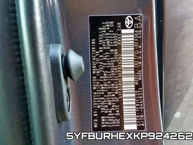 5YFBURHEXKP924262 фото 2