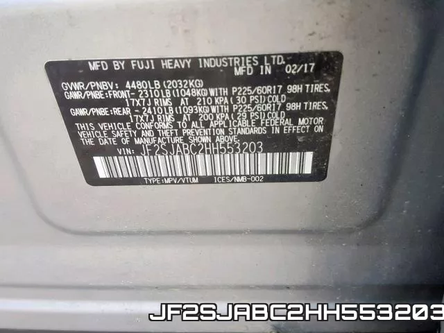 JF2SJABC2HH553203 фото 2