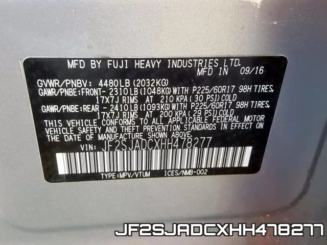 JF2SJADCXHH478277 фото 2