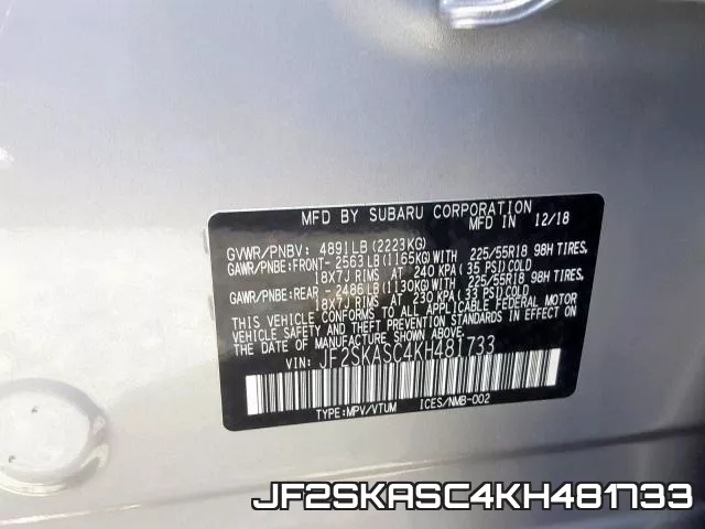 JF2SKASC4KH481733 фото 2