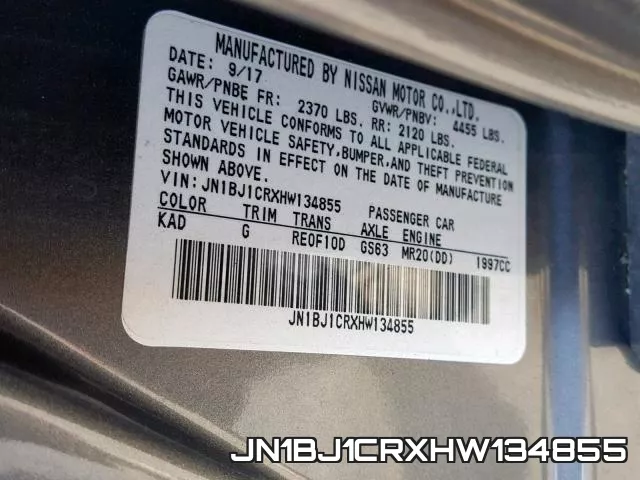 JN1BJ1CRXHW134855 фото 2