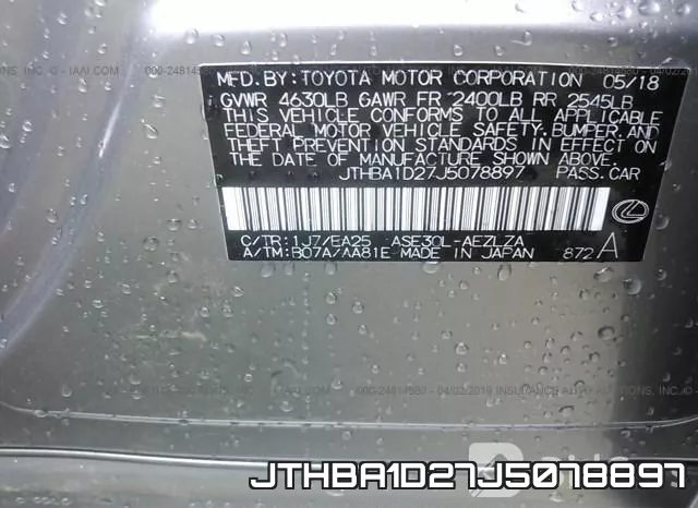 JTHBA1D27J5078897 фото 10