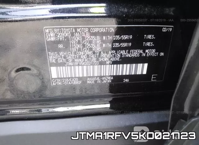 JTMA1RFV5KD021723 фото 10