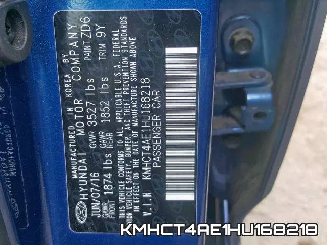 KMHCT4AE1HU168218 фото 2