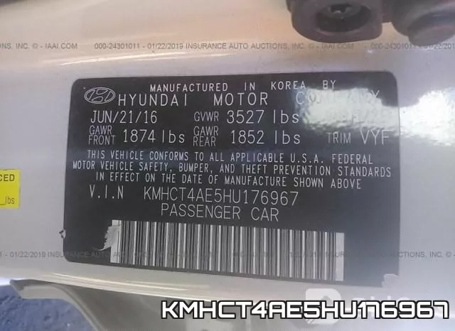 KMHCT4AE5HU176967 фото 10