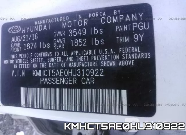 KMHCT5AE0HU310922 фото 10