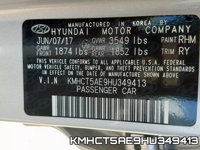 KMHCT5AE9HU349413 фото 2