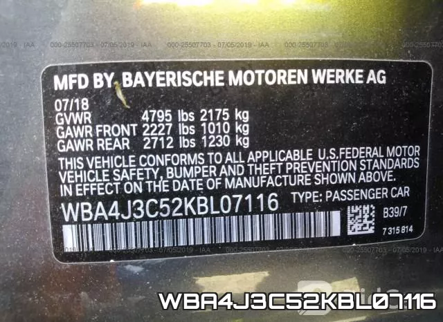 WBA4J3C52KBL07116 фото 10