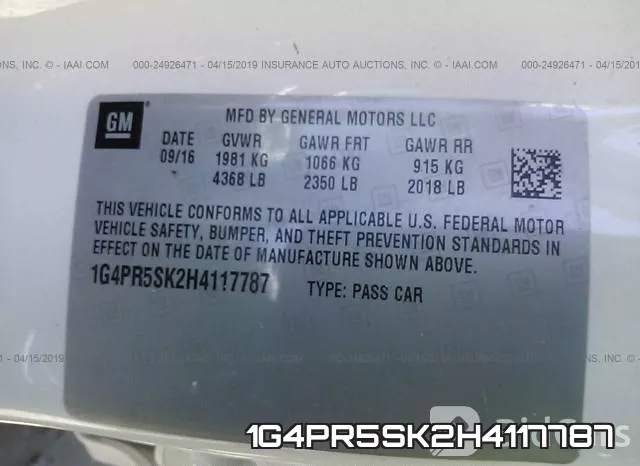 1G4PR5SK2H4117787 фото 10
