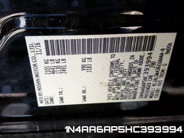1N4AA6AP5HC393994 фото 2