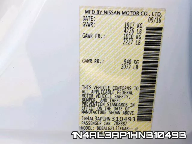 1N4AL3AP1HN310493 фото 2