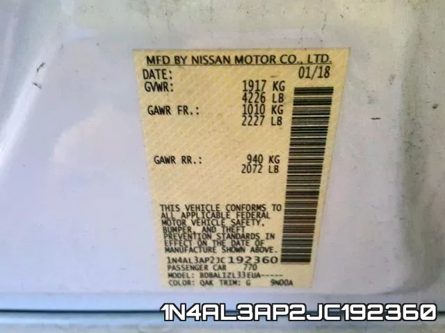 1N4AL3AP2JC192360 фото 2