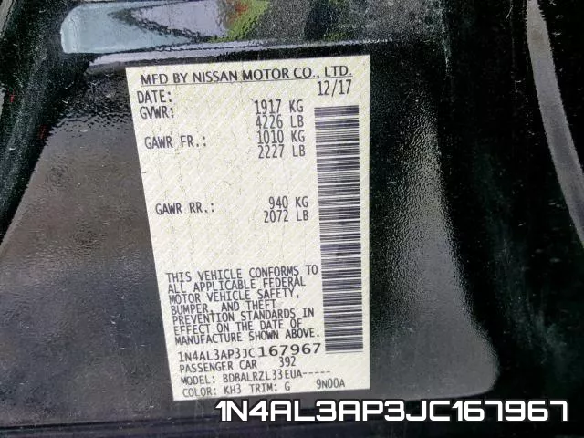 1N4AL3AP3JC167967 фото 2