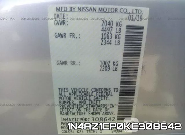 1N4AZ1CP0KC308642 фото 10