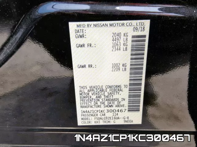 1N4AZ1CP1KC300467 фото 2