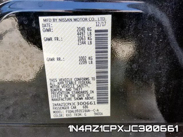 1N4AZ1CPXJC300661 фото 2