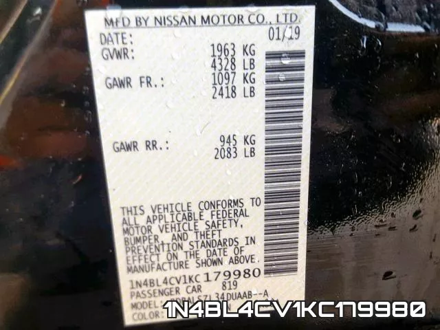 1N4BL4CV1KC179980 фото 2