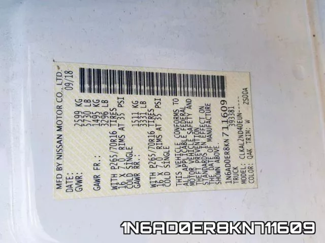 1N6AD0ER8KN711609 фото 2