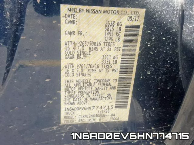 1N6AD0EV6HN774715 фото 2