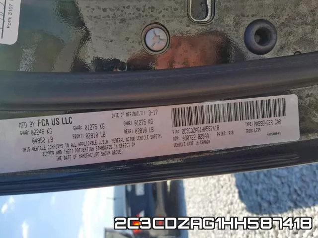 2C3CDZAG1HH587418 фото 2
