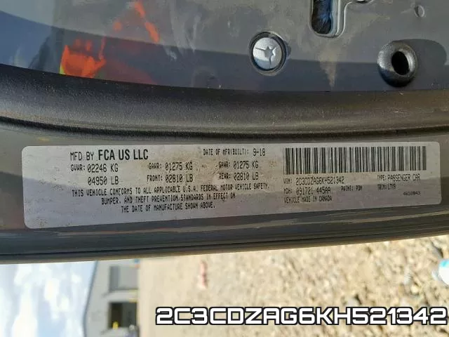 2C3CDZAG6KH521342 фото 2