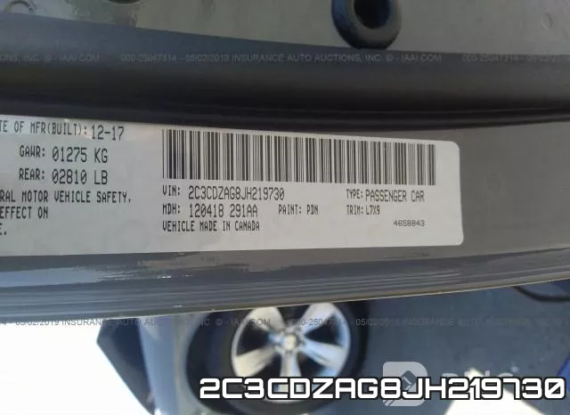 2C3CDZAG8JH219730 фото 10