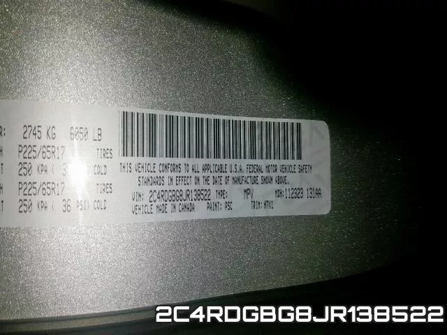 2C4RDGBG8JR138522 фото 2